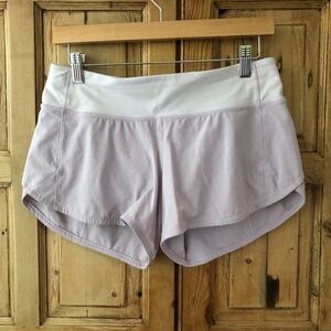 Lululemon‎ 6 Speed Up Short *Long 4" Pale Purple Athletic Shorts Zippered Pocket